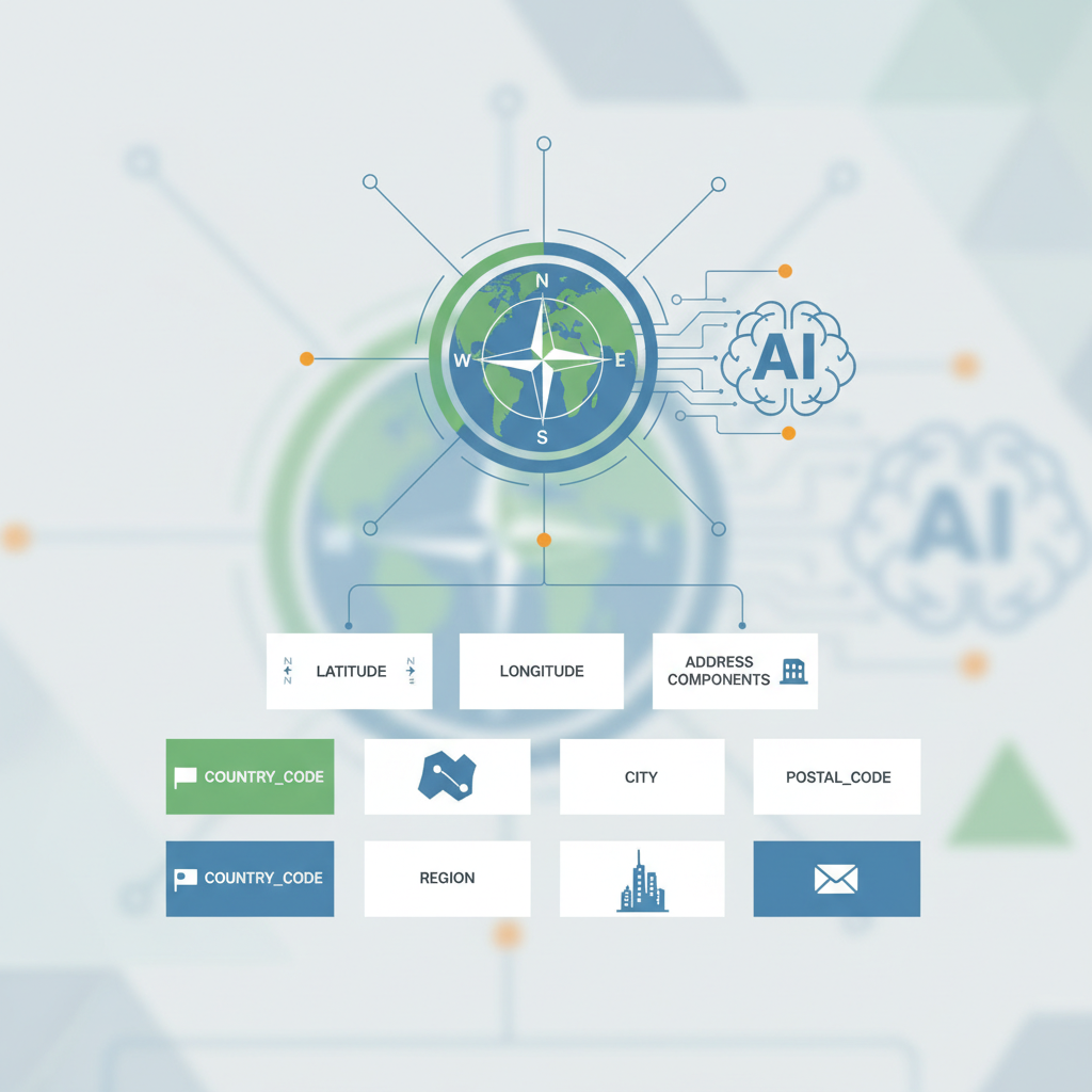 Core geo fields to include: latitude, longitude, address components, country_code, region, city, postal_code illustration