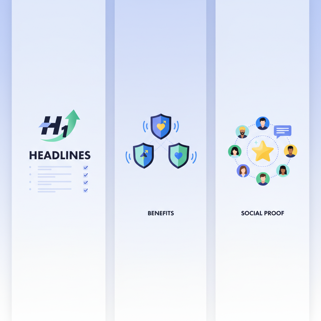 Anatomy of a high-performing Lovable feature page (headlines, benefits, social proof) illustration