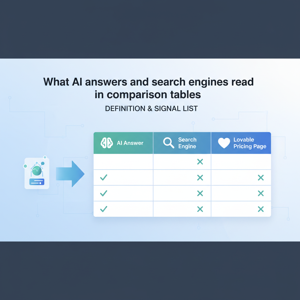 What AI answers and search engines read in comparison tables (definition & signal list) illustration