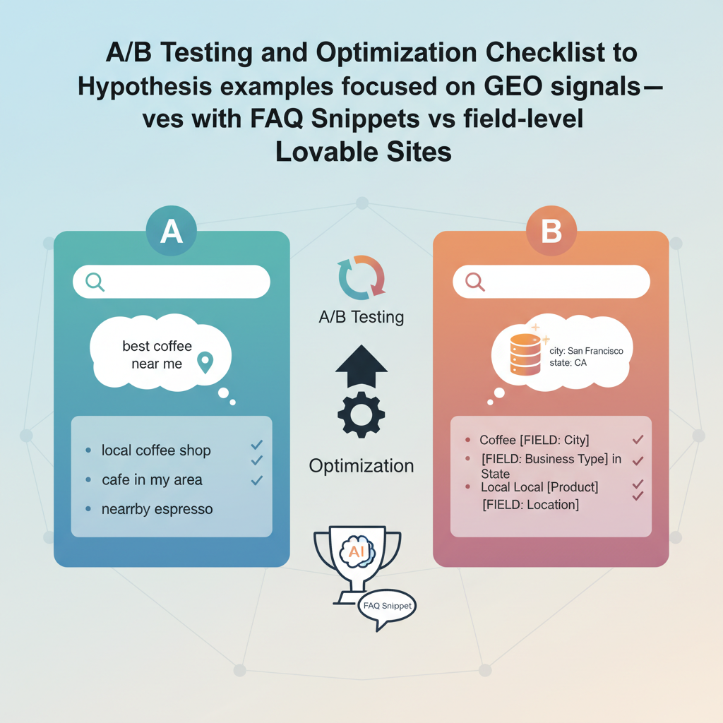 Hypothesis examples focused on GEO signals (phrase-level vs field-level) illustration
