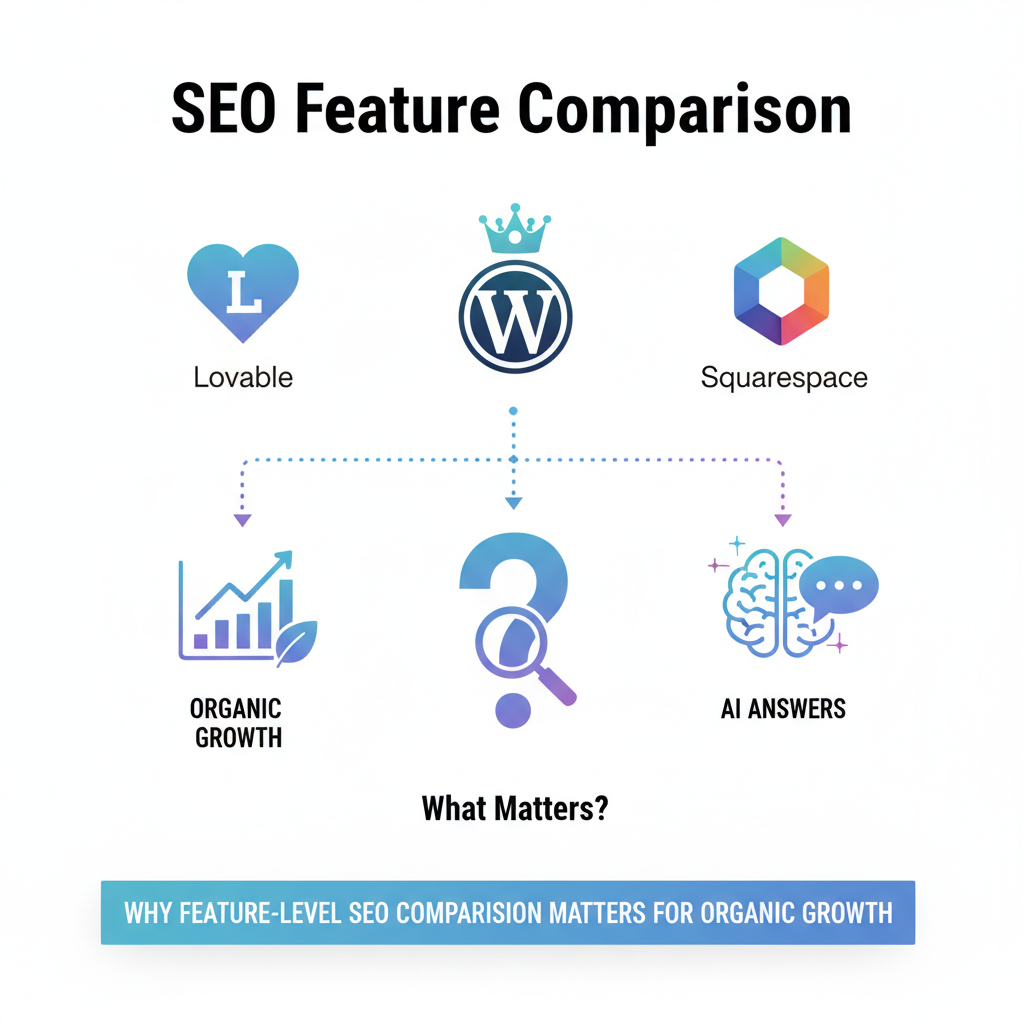 SEO Feature Comparison: Lovable vs WordPress vs Squarespace — What Matters for Rankings & AI Answers