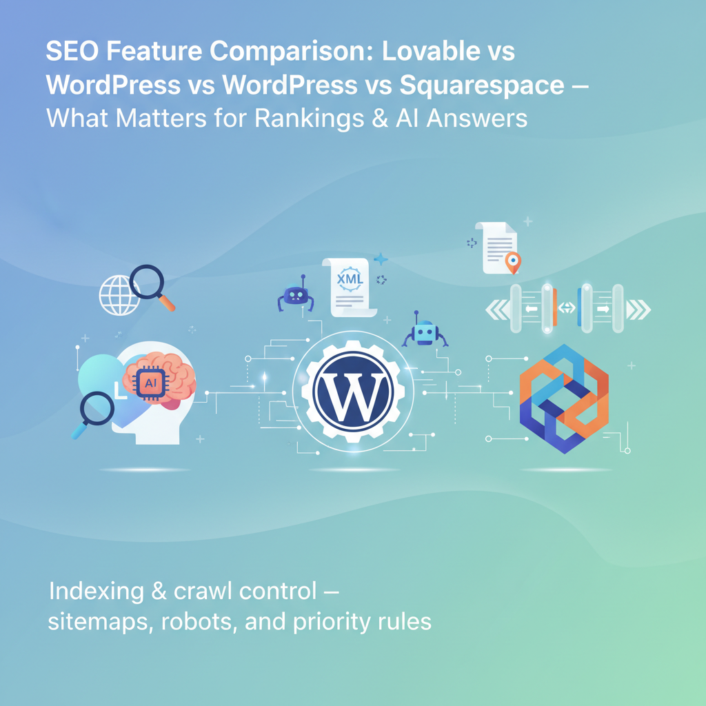 Indexing & crawl control — sitemaps, robots, and priority rules illustration