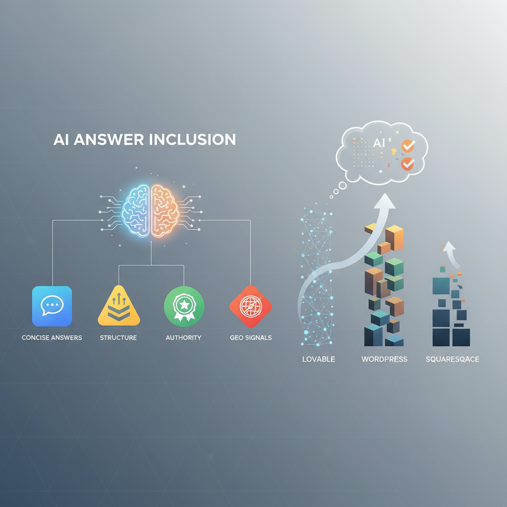 What AI-answer algorithms look for (concise answers, structure, authority, GEO signals) illustration