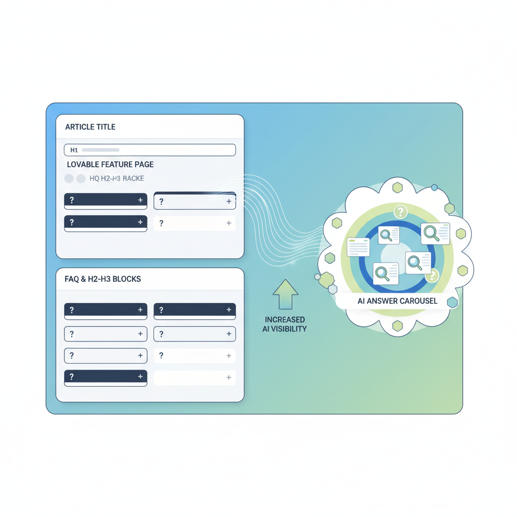 How FAQ and question blocks increase chances of AI answer inclusion illustration