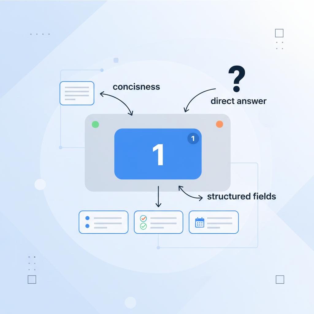 Anatomy of a high-probability AI snippet (conciseness, direct answer, structured fields) illustration