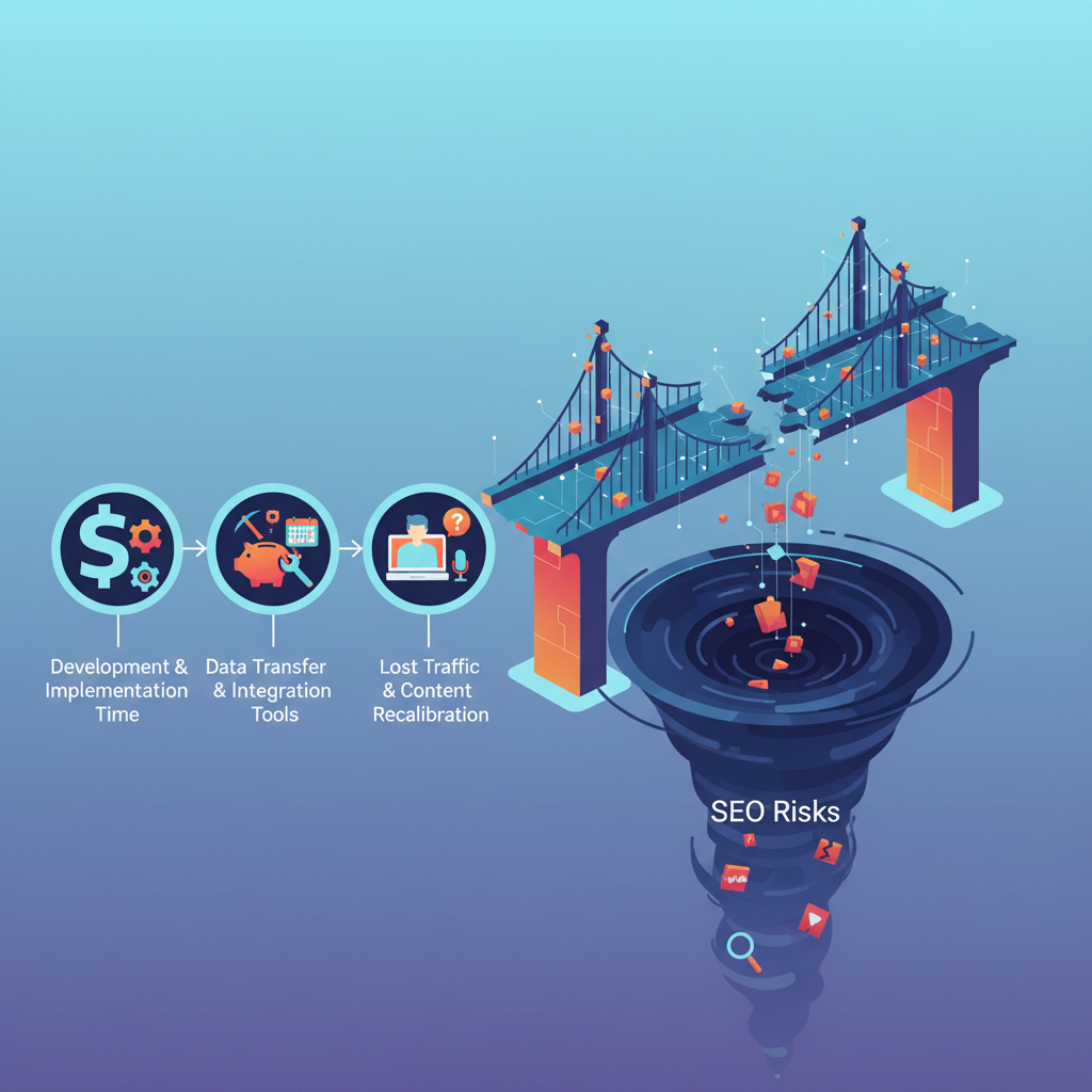 SEO risks and migration cost components illustration
