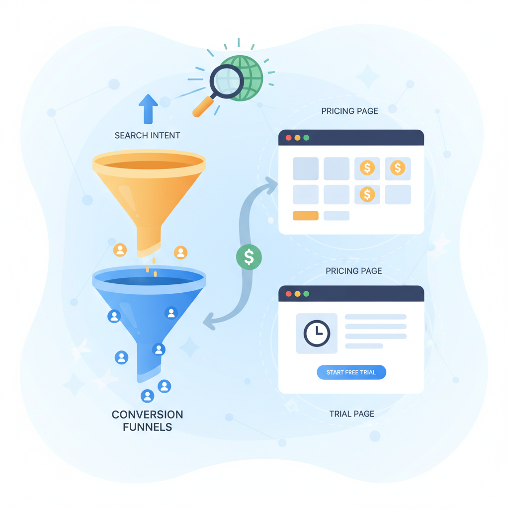 Why pricing & trial pages are special (search intent and conversion funnels) illustration