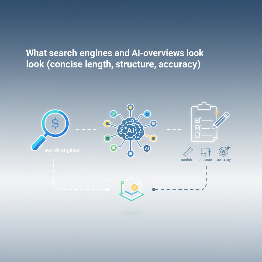 What search engines and AI-overviews look for (concise length, structure, accuracy) illustration