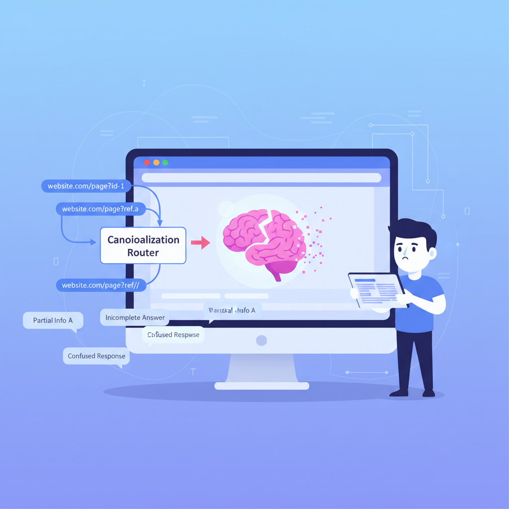 How URL and canonical problems lead to fragmented AI answers illustration