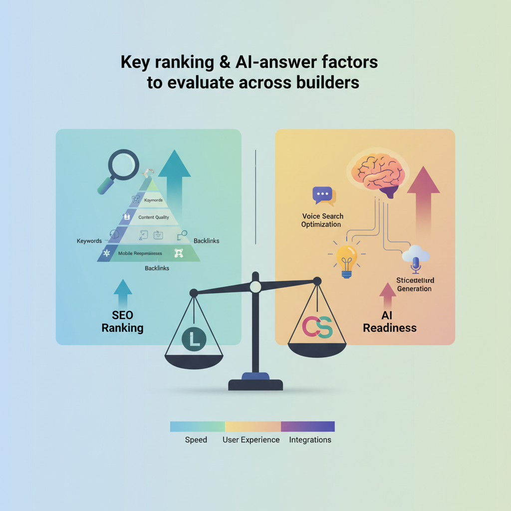 Key ranking & AI-answer factors to evaluate across builders illustration