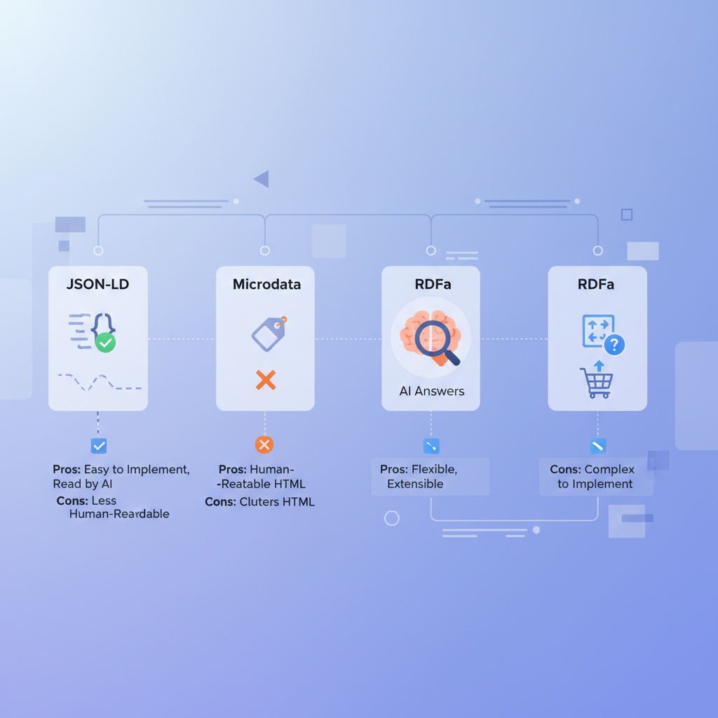 Technical differences: JSON-LD, Microdata, and RDFa (pros & cons) illustration